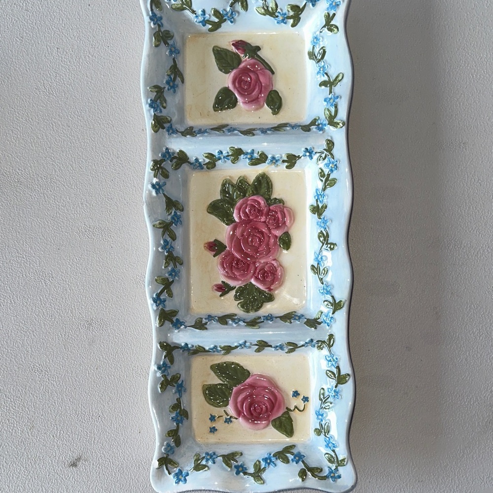 Vintage Flloral Divided Candy Dish